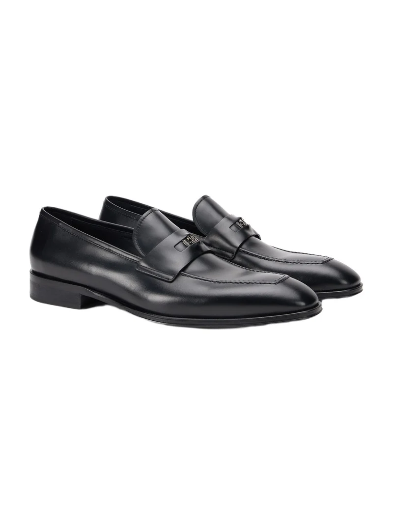 Roberto Cavalli Loafer Shoes Black Metal Detail