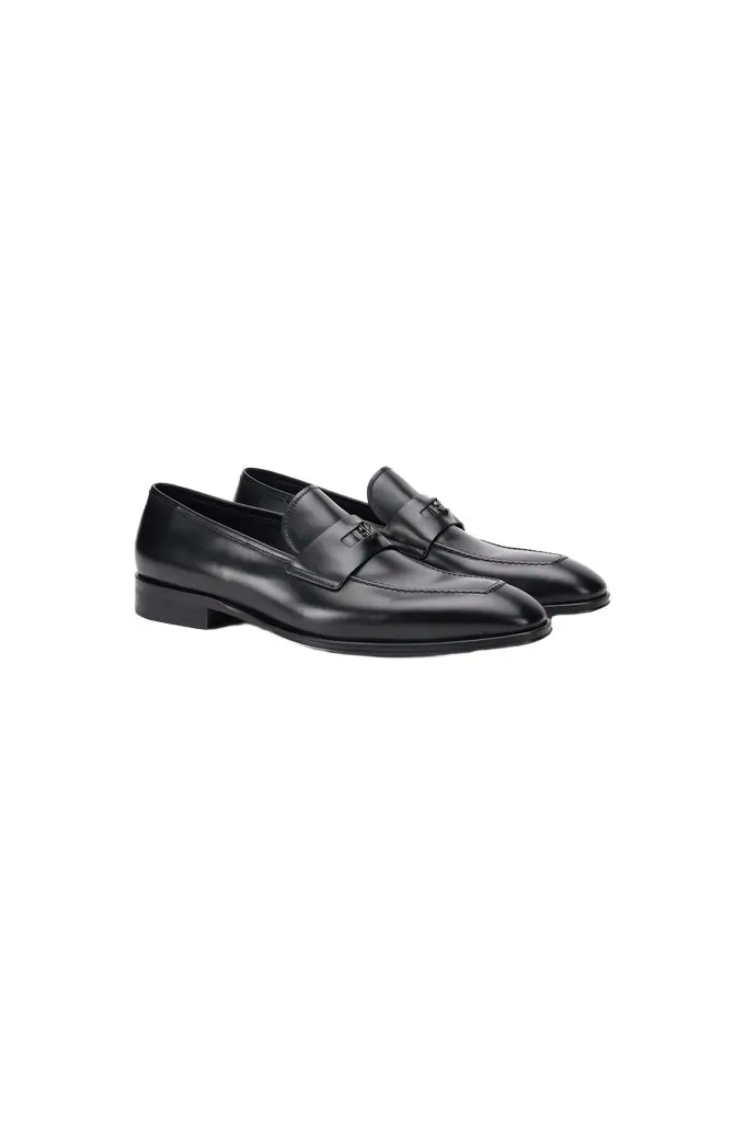 Roberto Cavalli Loafer Shoes Black Metal Detail