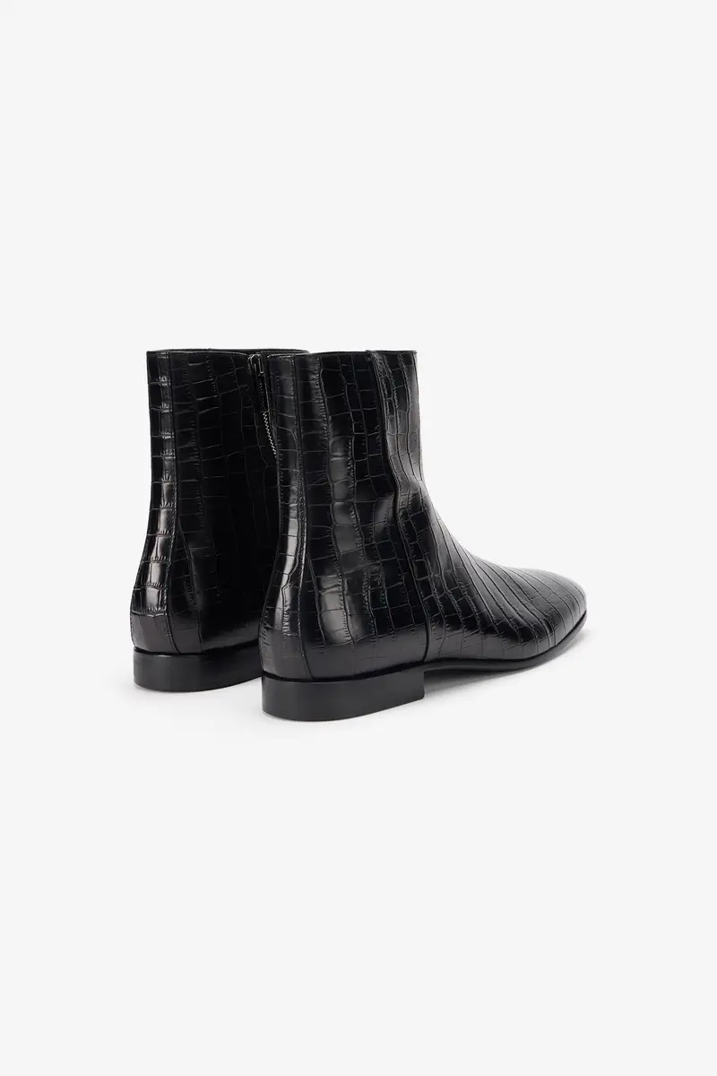 Roberto Cavalli Black Ankle Boots Croc-Embossed Finish | Thumbnail 3 Roberto Cavalli Black Ankle Boots Croc-Embossed Finish | Thumbnail 3