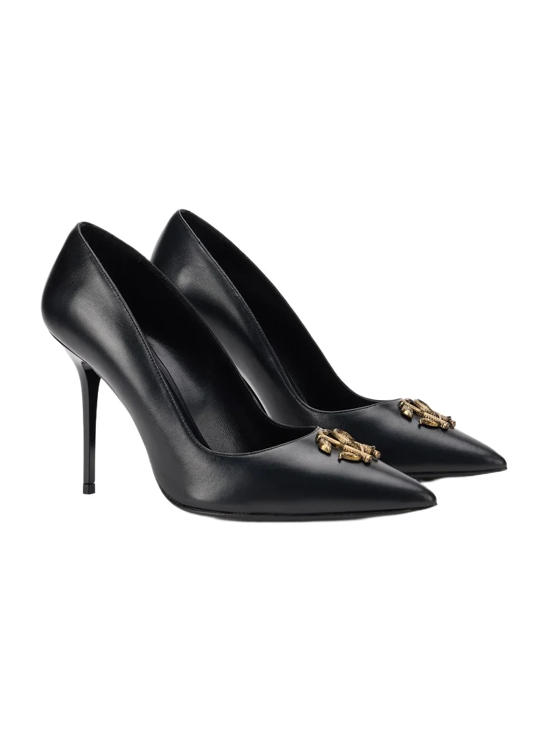 Roberto Cavalli Black Pumps With Gold Bee Detail
