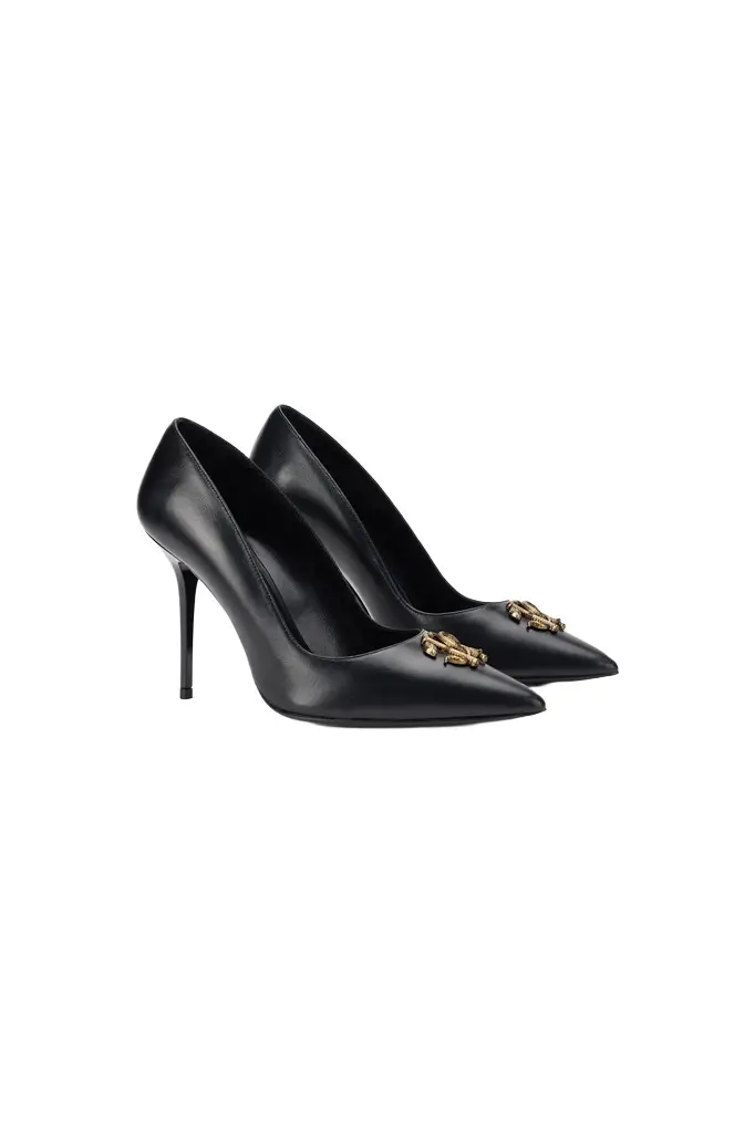 Roberto Cavalli Black Pumps With Gold Bee Detail