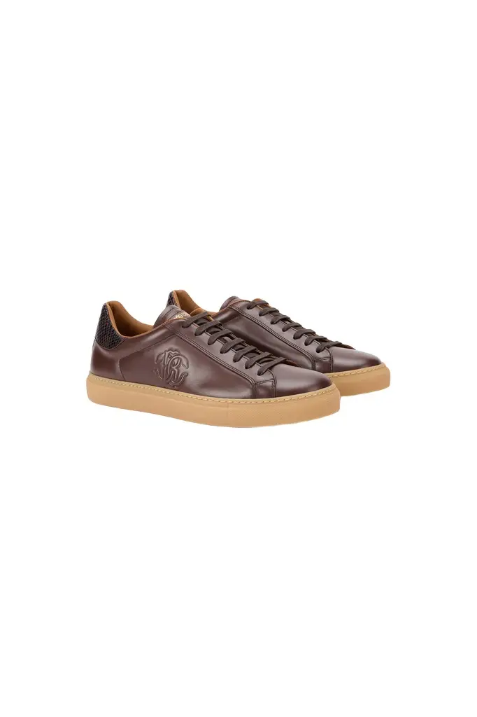 Roberto Cavalli Brown Sneakers With Gum Sole