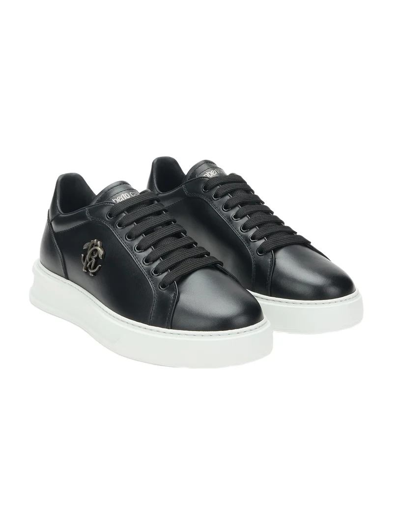 Roberto Cavalli Leather Sneakers with Logo Detail