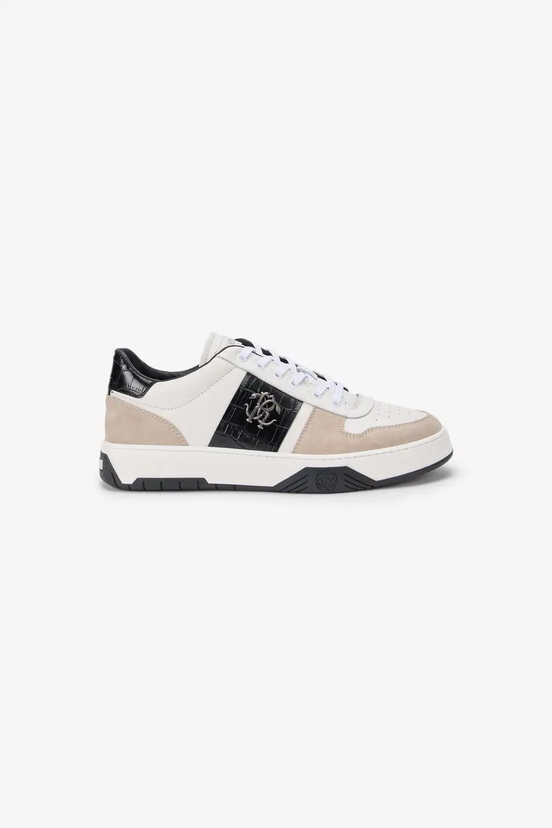Roberto Cavalli White Sneakers With Croc-Effect Panel | Thumbnail 2 Roberto Cavalli White Sneakers With Croc-Effect Panel | Thumbnail 2