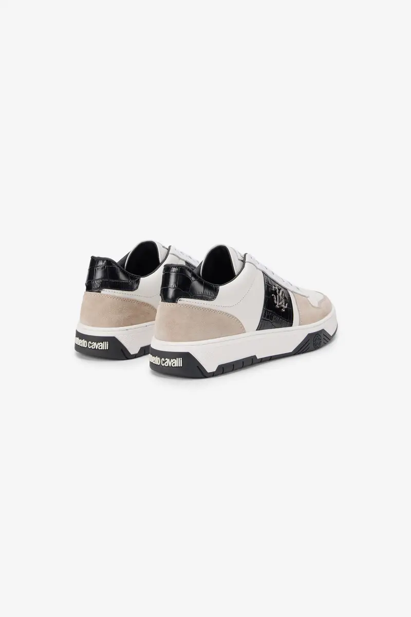 Roberto Cavalli White Sneakers With Croc-Effect Panel | Thumbnail 3 Roberto Cavalli White Sneakers With Croc-Effect Panel | Thumbnail 3