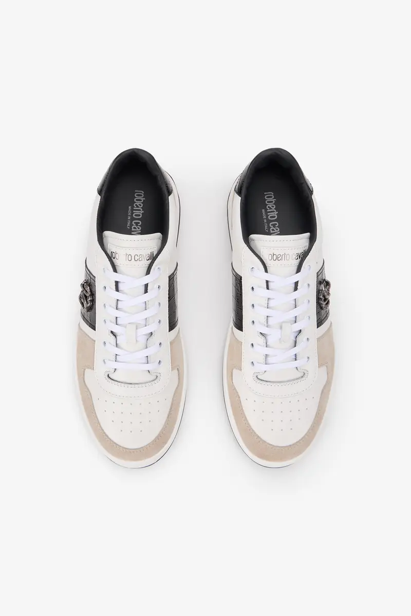 Roberto Cavalli White Sneakers With Croc-Effect Panel | Thumbnail 4 Roberto Cavalli White Sneakers With Croc-Effect Panel | Thumbnail 4