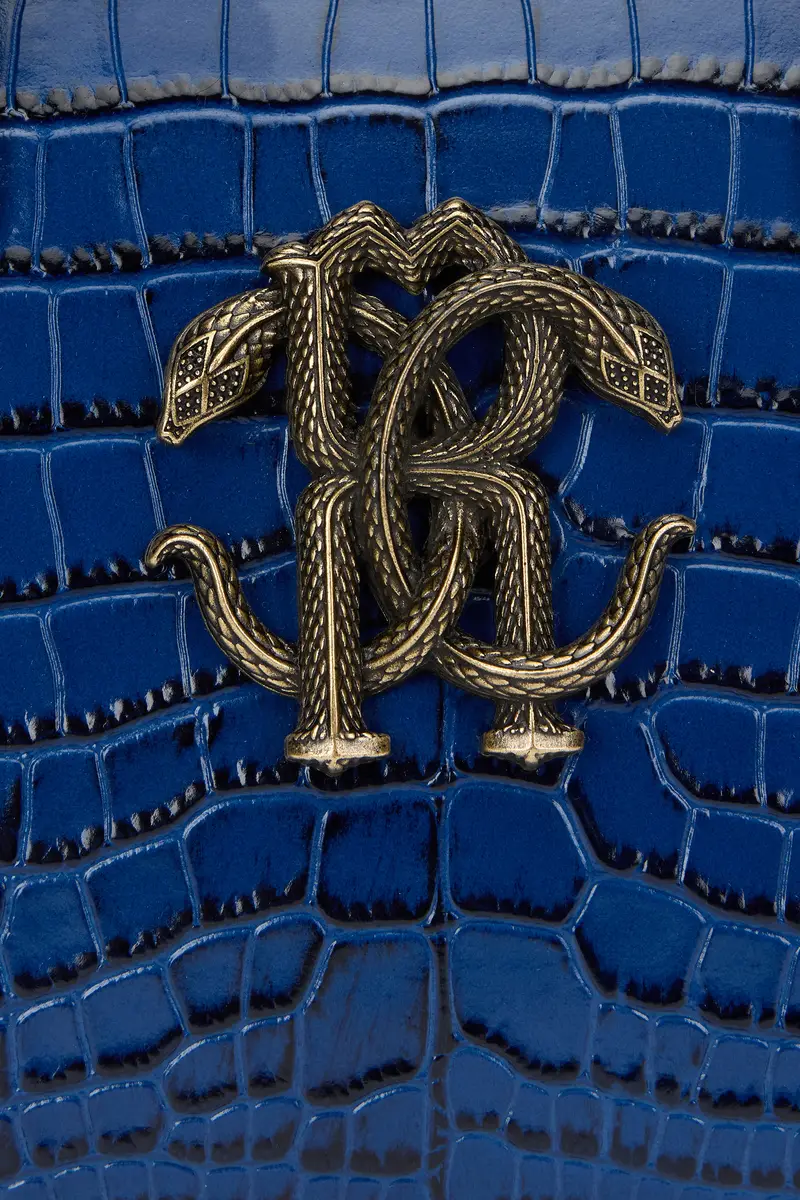 Roberto Cavalli Blue Croc-Effect Top Handle Bag | Thumbnail 4