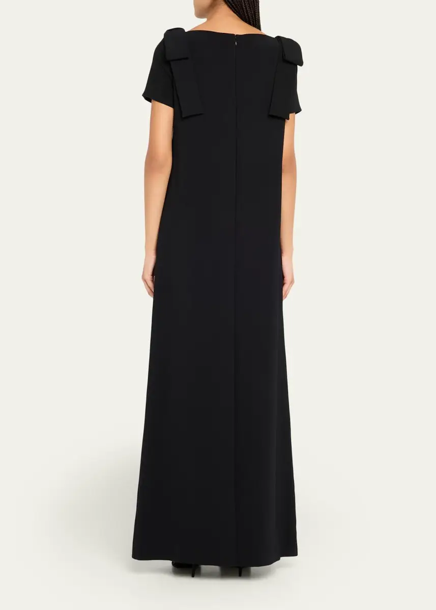 Carolina Herrera Shoulder Bow Crepe Column Gown | Thumbnail 3 Carolina Herrera Shoulder Bow Crepe Column Gown | Thumbnail 3