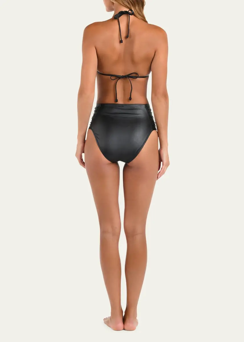 L'Agence Luxe Leather Vanessa High-Waist Bikini Bottoms | Thumbnail 3
