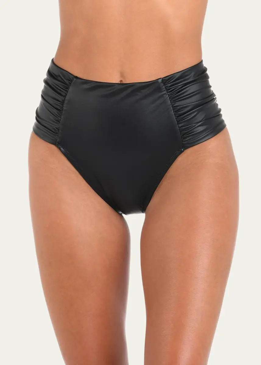 L'Agence Luxe Leather Vanessa High-Waist Bikini Bottoms | Thumbnail 5