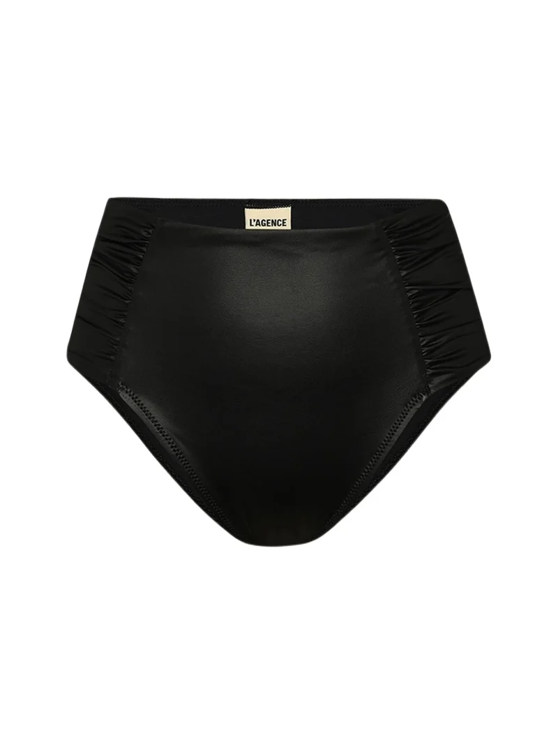 L'Agence Luxe Leather Vanessa High-Waist Bikini Bottoms