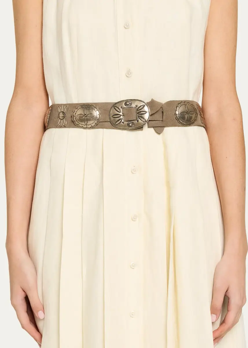 Ralph Lauren Collection Suede Cast Concho Belt | Thumbnail 2 Ralph Lauren Collection Suede Cast Concho Belt | Thumbnail 2