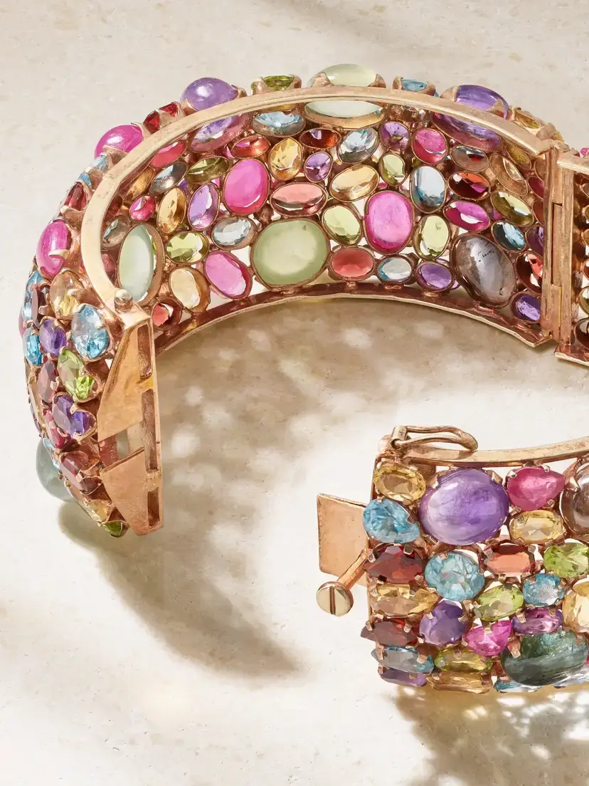 Eleuteri Vintage 1960s 14-karat Rose Gold Multi-stone Beaded Bracelet | Thumbnail 3 Eleuteri Vintage 1960s 14-karat Rose Gold Multi-stone Beaded Bracelet | Thumbnail 3