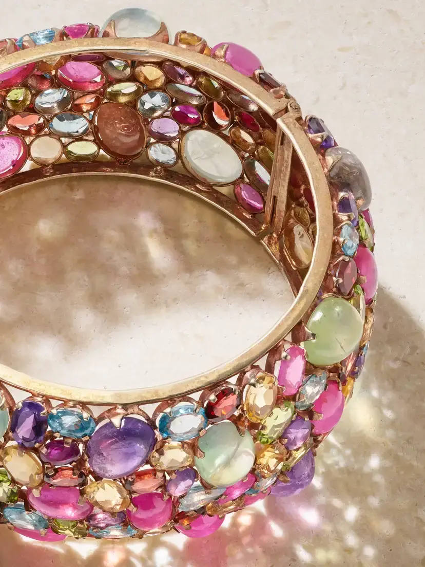 Eleuteri Vintage 1960s 14-karat Rose Gold Multi-stone Beaded Bracelet | Thumbnail 4 Eleuteri Vintage 1960s 14-karat Rose Gold Multi-stone Beaded Bracelet | Thumbnail 4