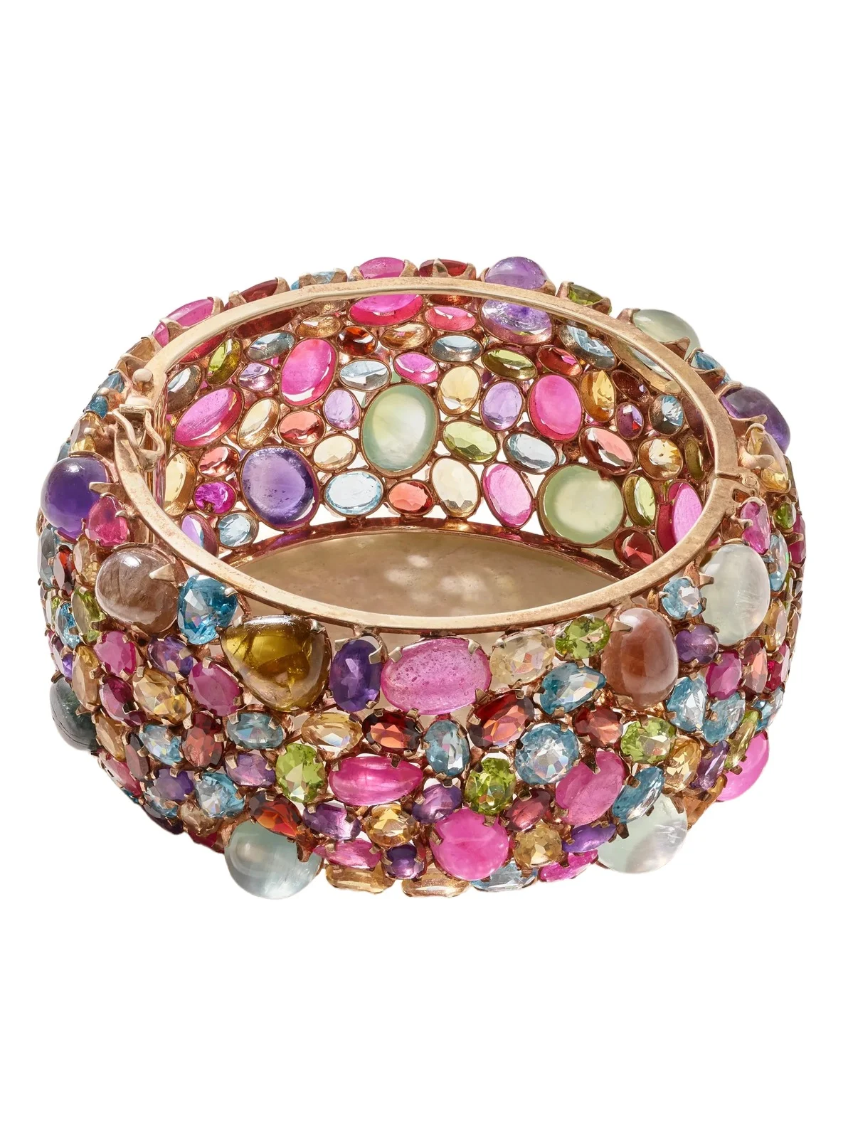 Eleuteri Vintage 1960s 14-karat Rose Gold Multi-stone Beaded Bracelet
