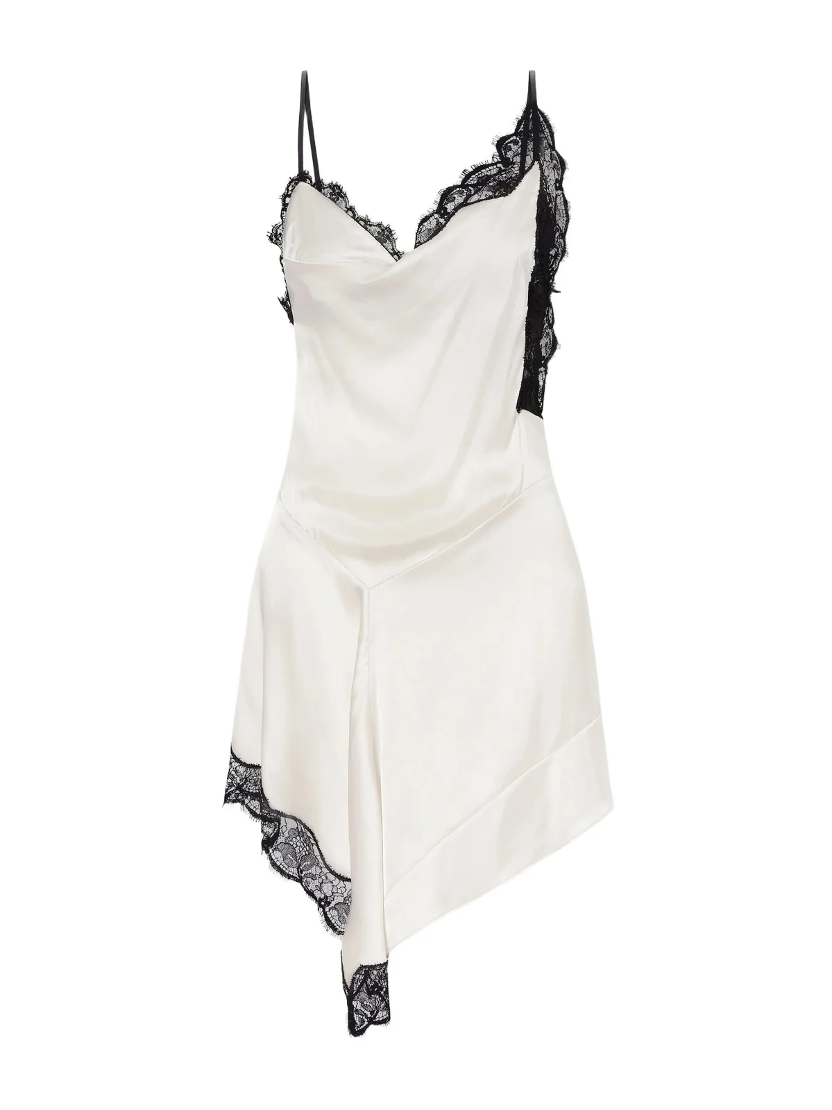 Anaziae Asymmetric Lace-trimmed Silk-blend Satin Mini Dress Anaziae Asymmetric Lace-trimmed Silk-blend Satin Mini Dress