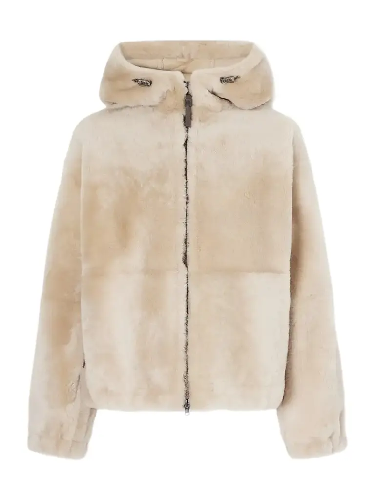 Reversible Hooded Monili-embellished Leather And Shearling Jacket - Neutrals Reversible Hooded Monili-embellished Leather And Shearling Jacket - Neutrals