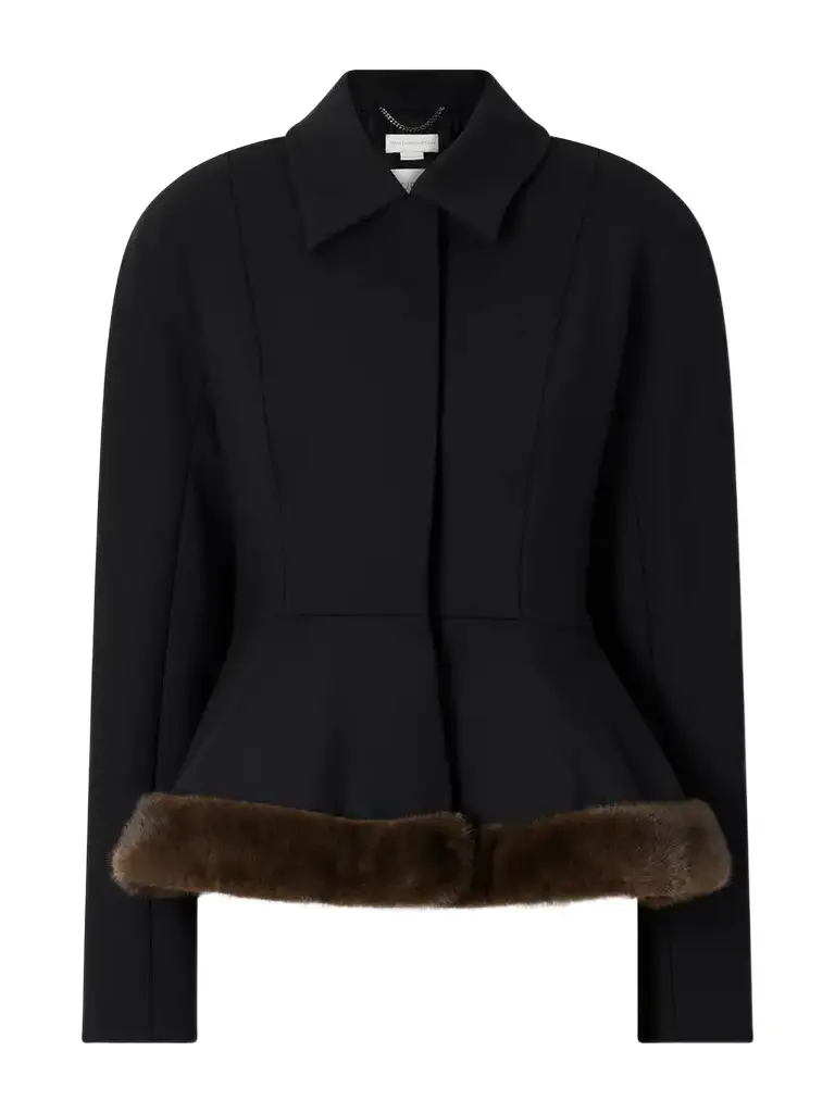 Stella McCartney Plush-trimmed Twill Peplum Jacket