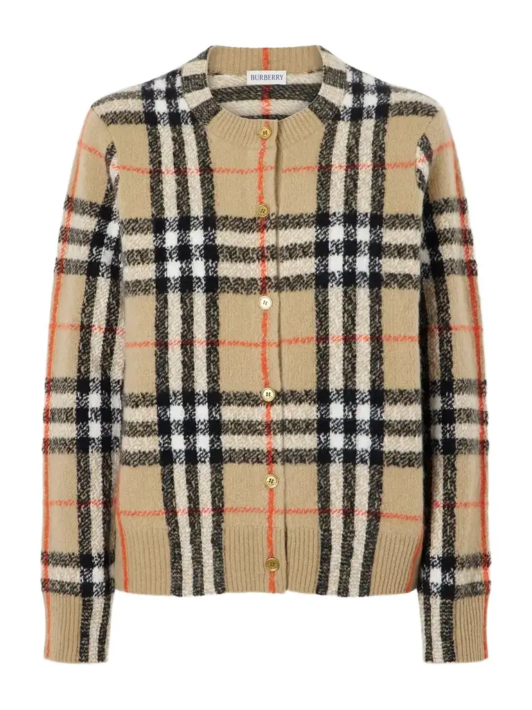 Checked Cashmere Cardigan Checked Cashmere Cardigan