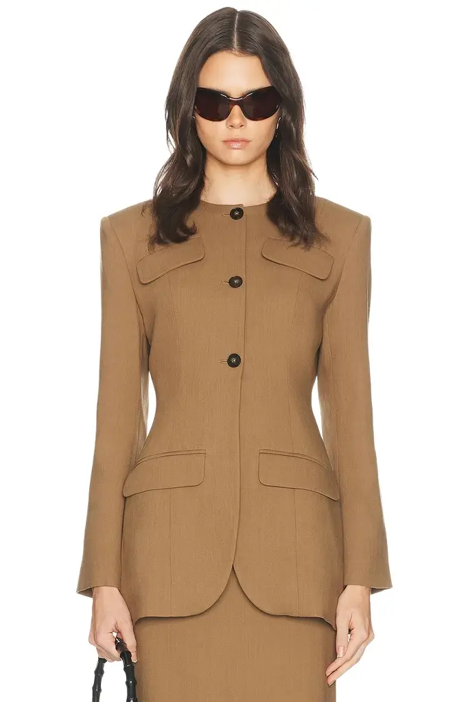 Wool Blend Suiting Jacket With Bows Wool Blend Suiting Jacket With Bows