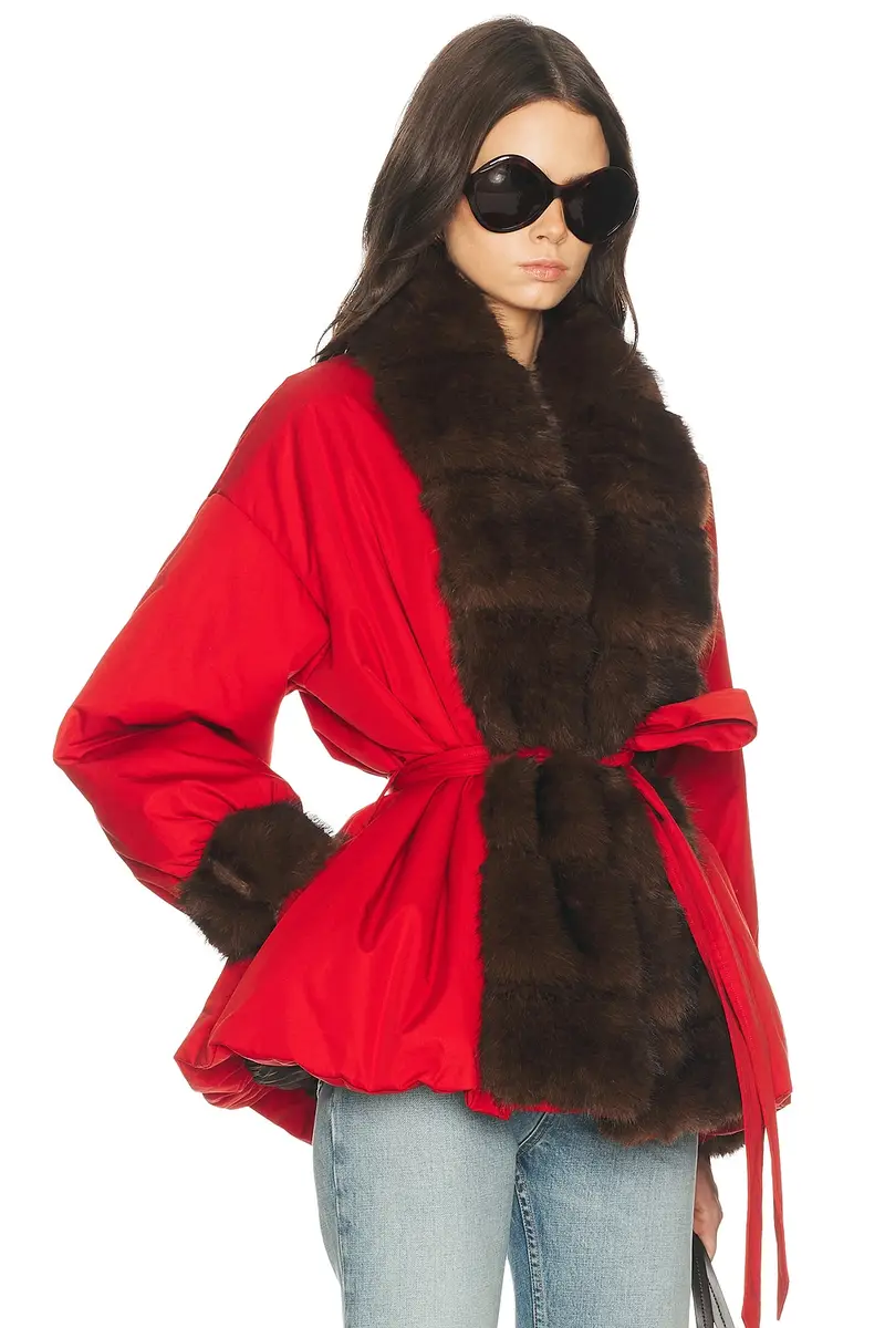 Helsa Bubbled Puffer With Faux Fur | Thumbnail 2