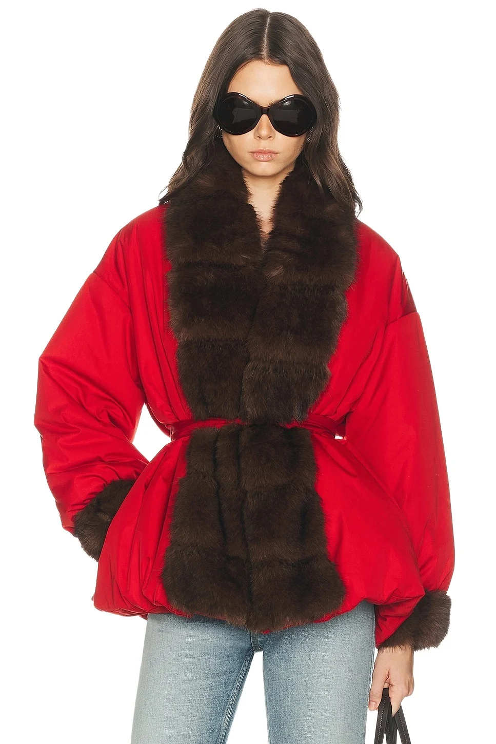 Helsa Bubbled Puffer With Faux Fur