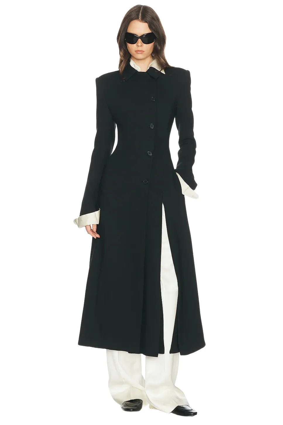 Wool Blend Asymmetrical Suiting Jacket With Slits Wool Blend Asymmetrical Suiting Jacket With Slits