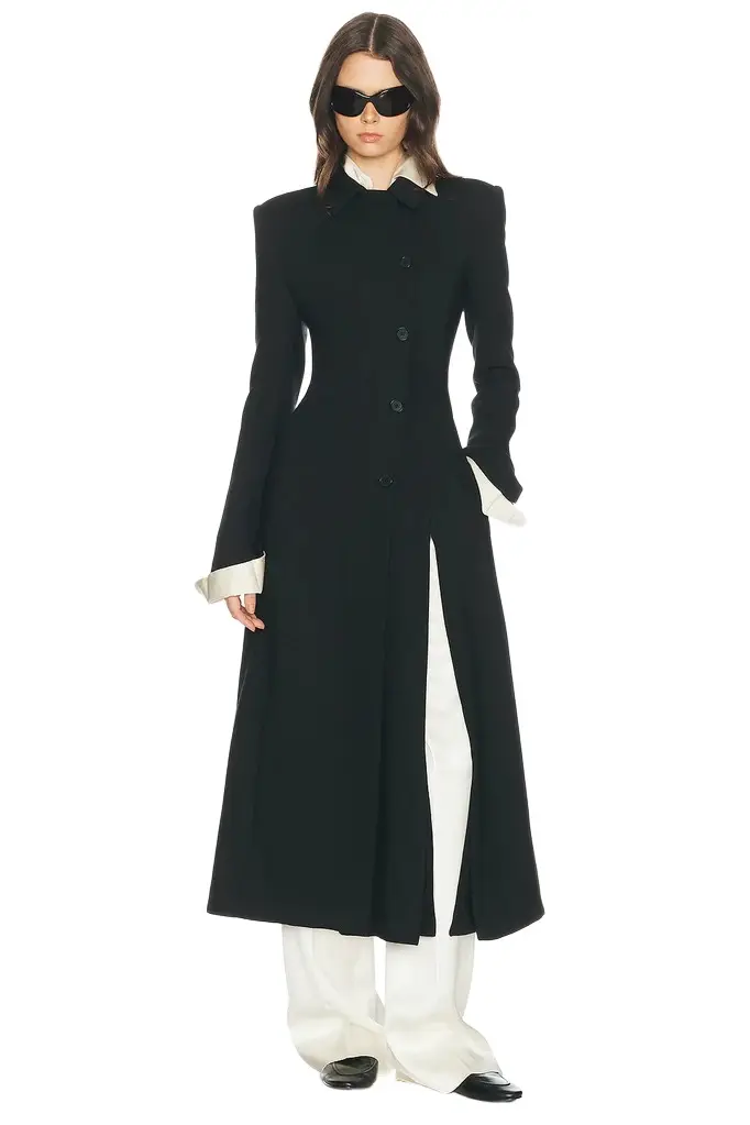 Wool Blend Asymmetrical Suiting Jacket With Slits Wool Blend Asymmetrical Suiting Jacket With Slits