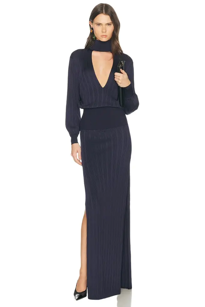 Justyine Mock Neck Knit Gown Justyine Mock Neck Knit Gown