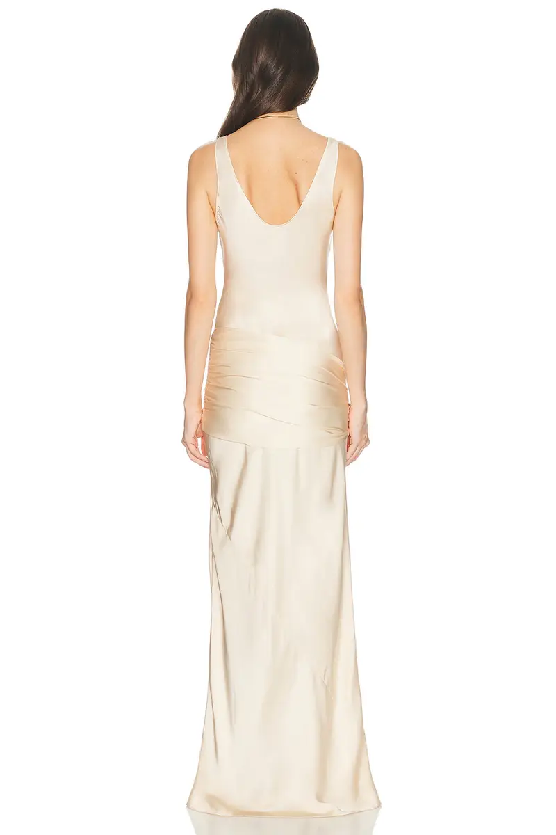 Helsa Satin Dress With Tie And Fringe | Thumbnail 3
