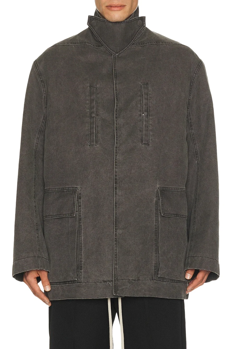 Rick Owens Collared Mac Jacket