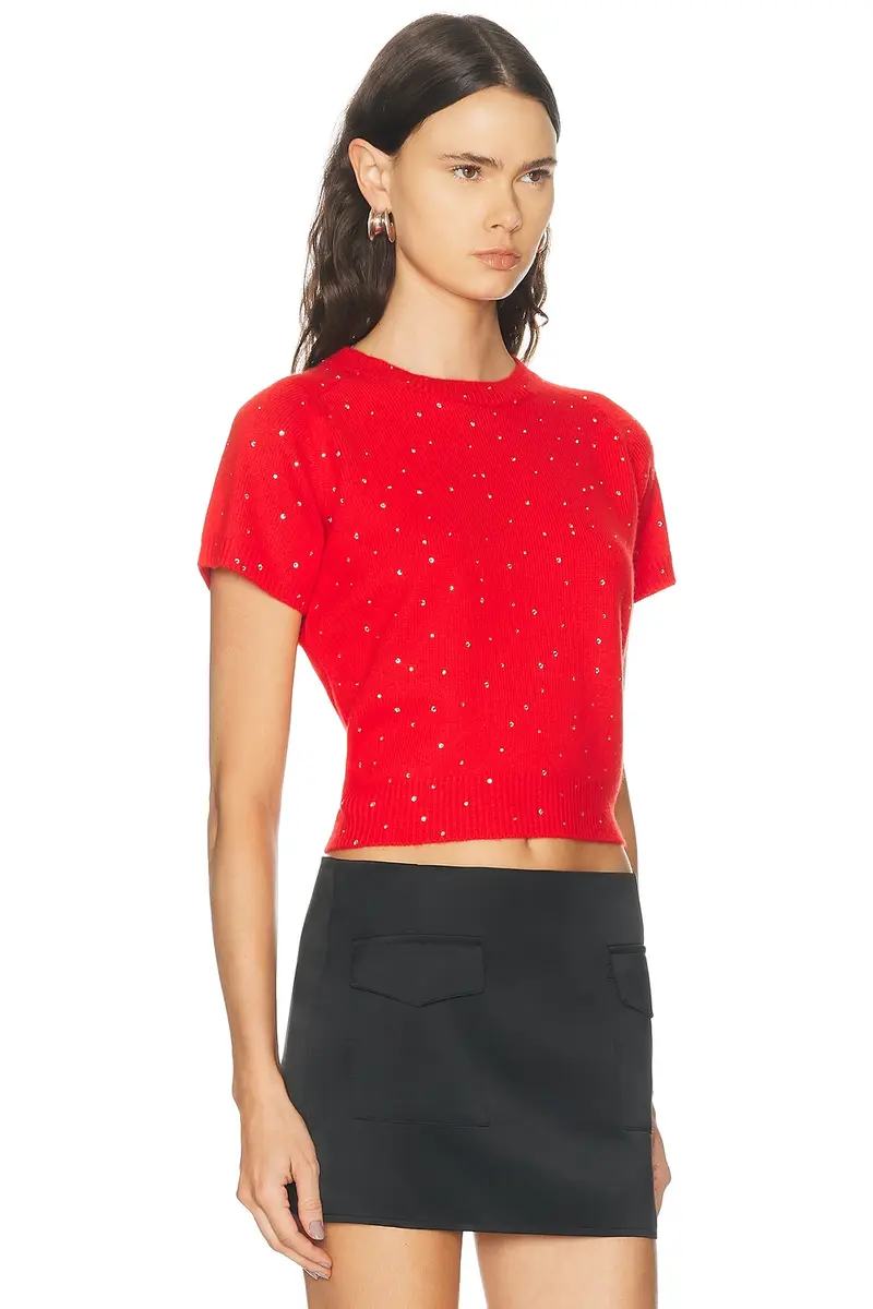 Calle Del Mar Rhinestone Cashmere T-Shirt | Thumbnail 2 Calle Del Mar Rhinestone Cashmere T-Shirt | Thumbnail 2