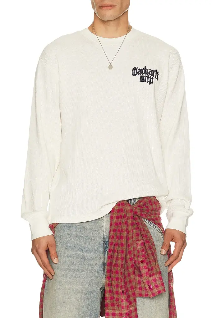 Carhartt WIP Long Sleeve Blackletter Waffle Tee Shirt