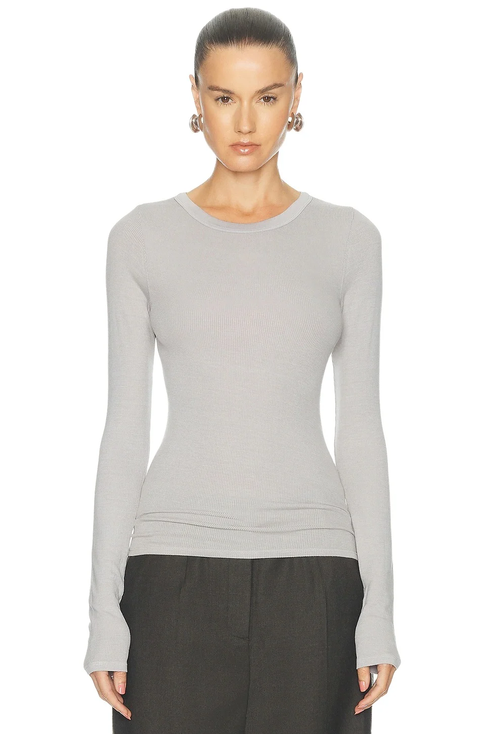 Silk Rib Essential Crewneck Top