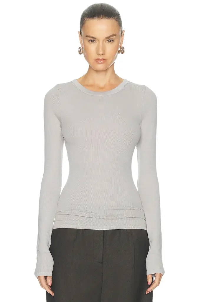 Silk Rib Essential Crewneck Top Silk Rib Essential Crewneck Top