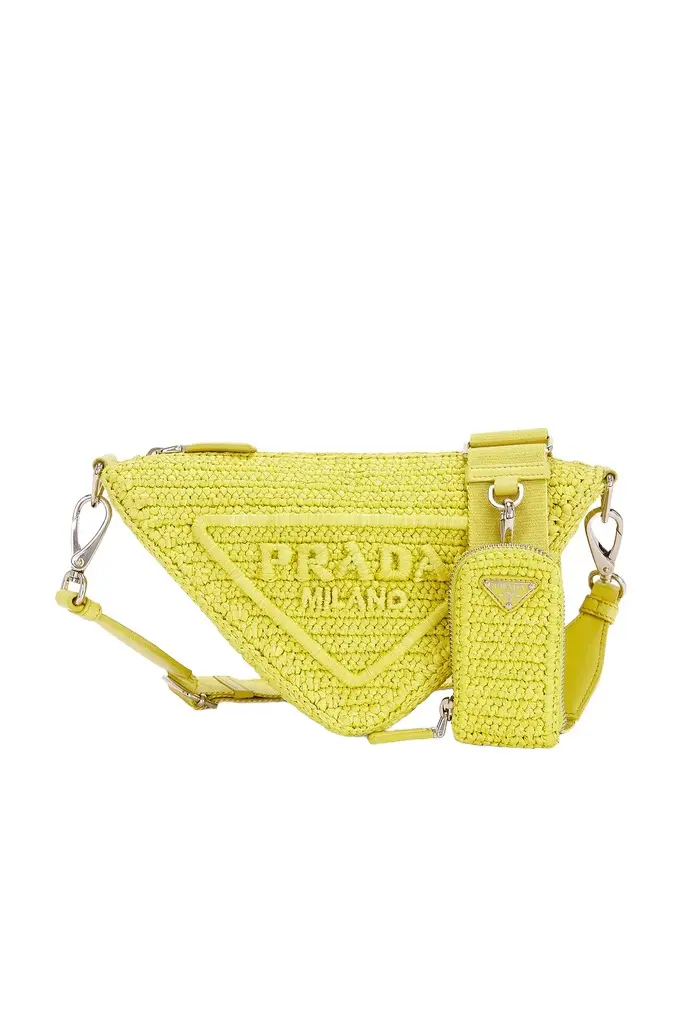 Prada Raffia Triangle Shoulder Bag Prada Raffia Triangle Shoulder Bag