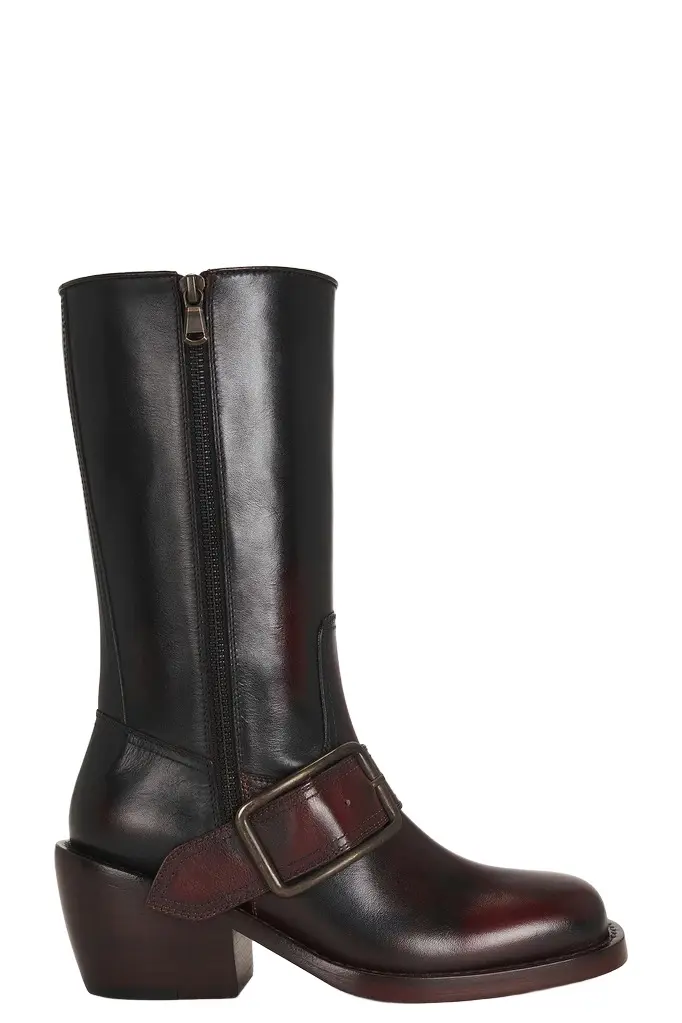 Dries Van Noten Mid Calf Square Toe Boot
