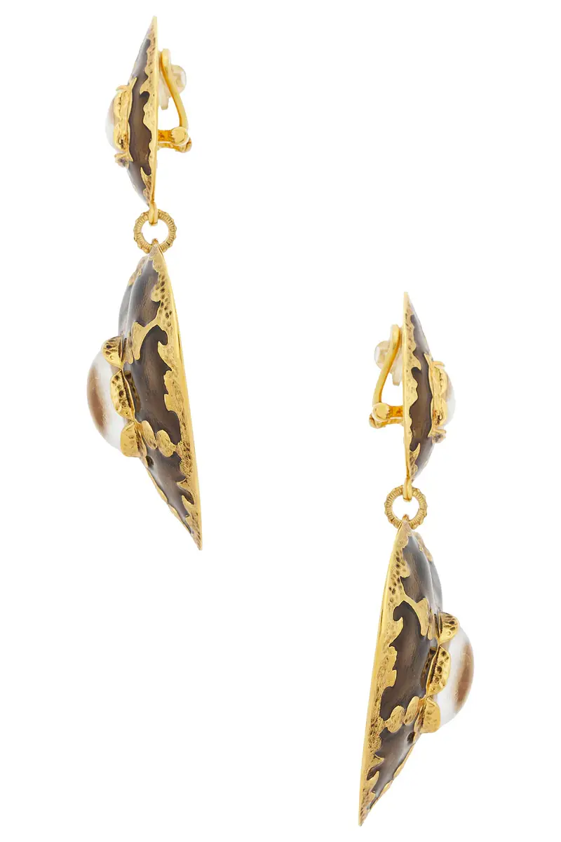 Saint Laurent Harlequin Cabochons Heart Drop Earrings | Thumbnail 3 Saint Laurent Harlequin Cabochons Heart Drop Earrings | Thumbnail 3