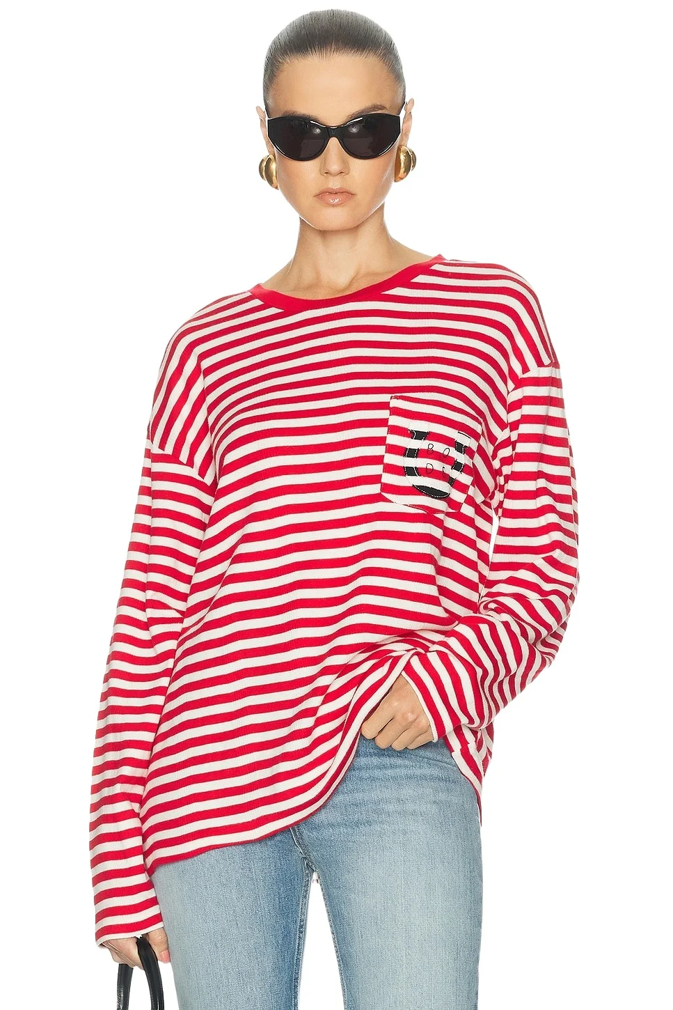 BODE Rib Stripe Horseshoe Long Sleeve Tee