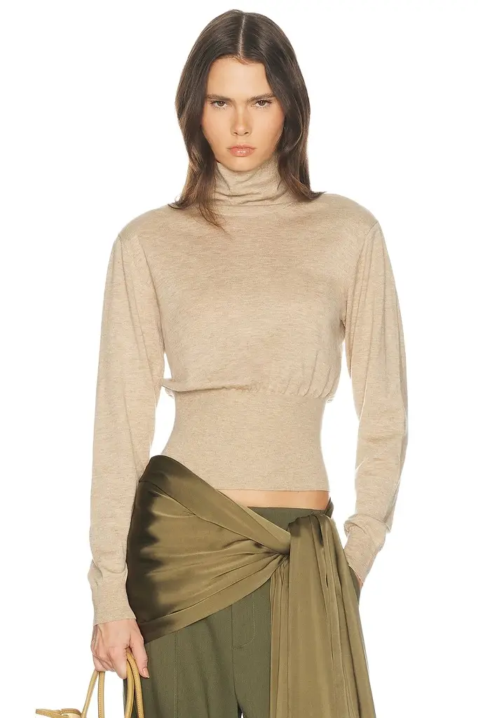 Helsa Thelka Shoulder Pad Knit Mockneck