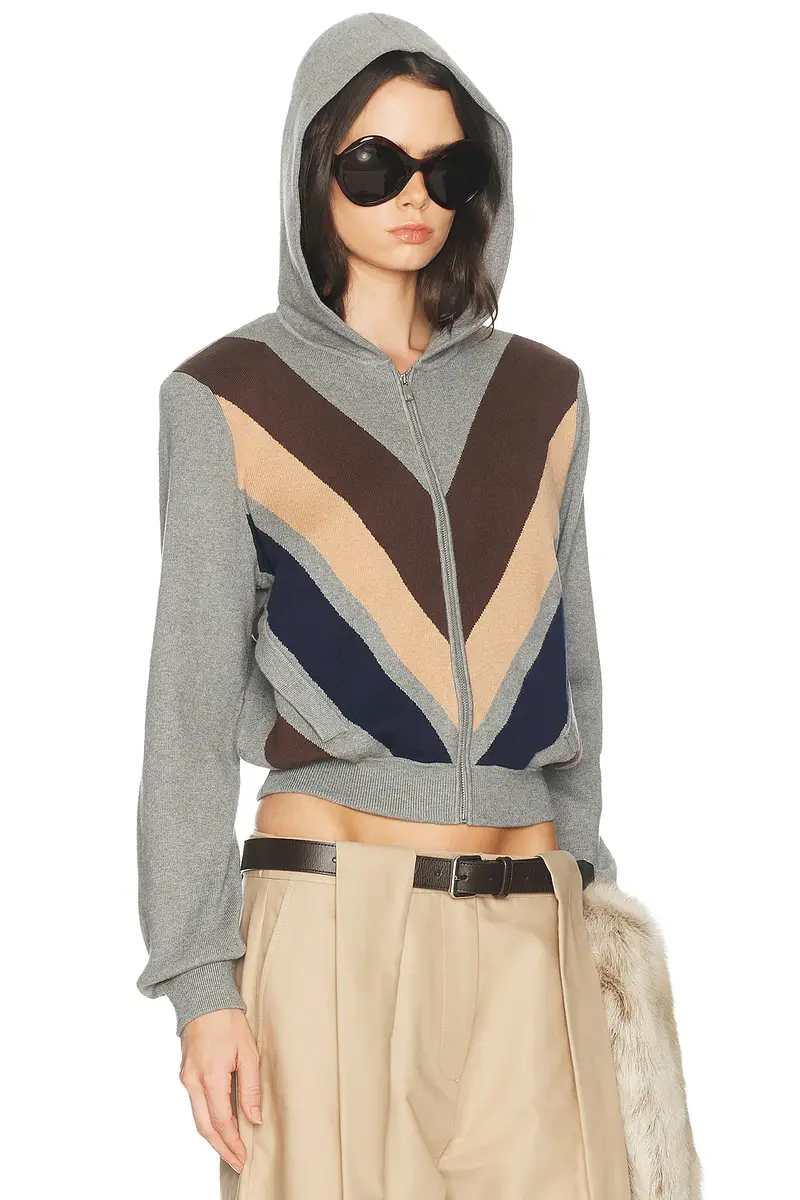 Helsa Keeghan Color Block Knit Zip Hoodie | Thumbnail 2 Helsa Keeghan Color Block Knit Zip Hoodie | Thumbnail 2