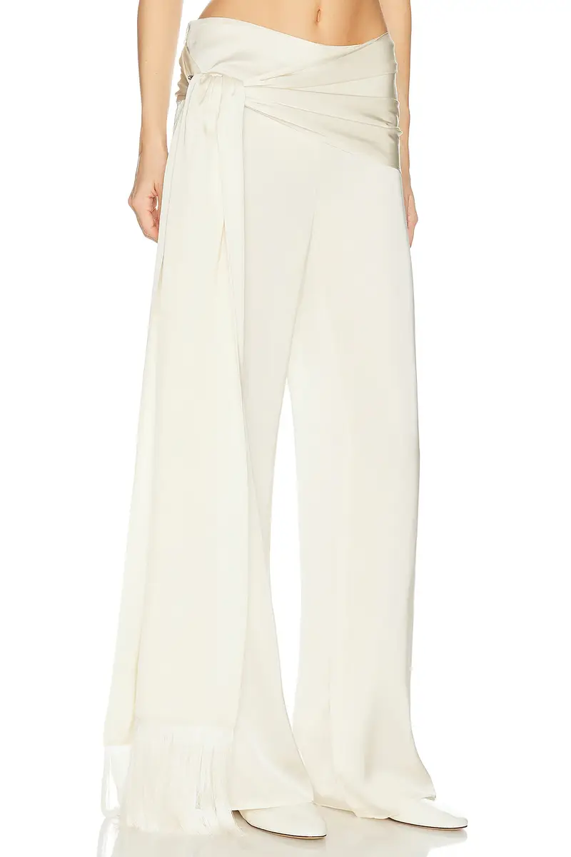 Helsa Satin Pants With Tie And Fringe | Thumbnail 3 Helsa Satin Pants With Tie And Fringe | Thumbnail 3