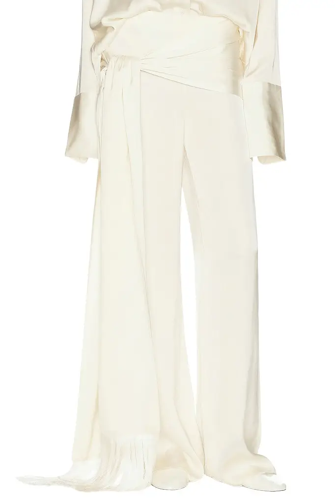 Satin Pants With Tie And Fringe Satin Pants With Tie And Fringe