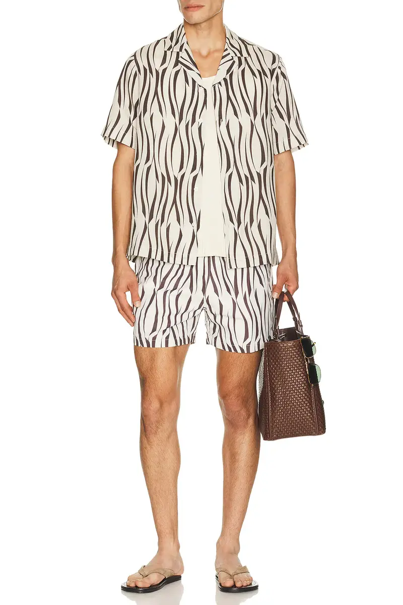Frescobol Carioca Roberto Lyocell Blend Vento Print Short Sleeve Shirt | Thumbnail 3 Frescobol Carioca Roberto Lyocell Blend Vento Print Short Sleeve Shirt | Thumbnail 3