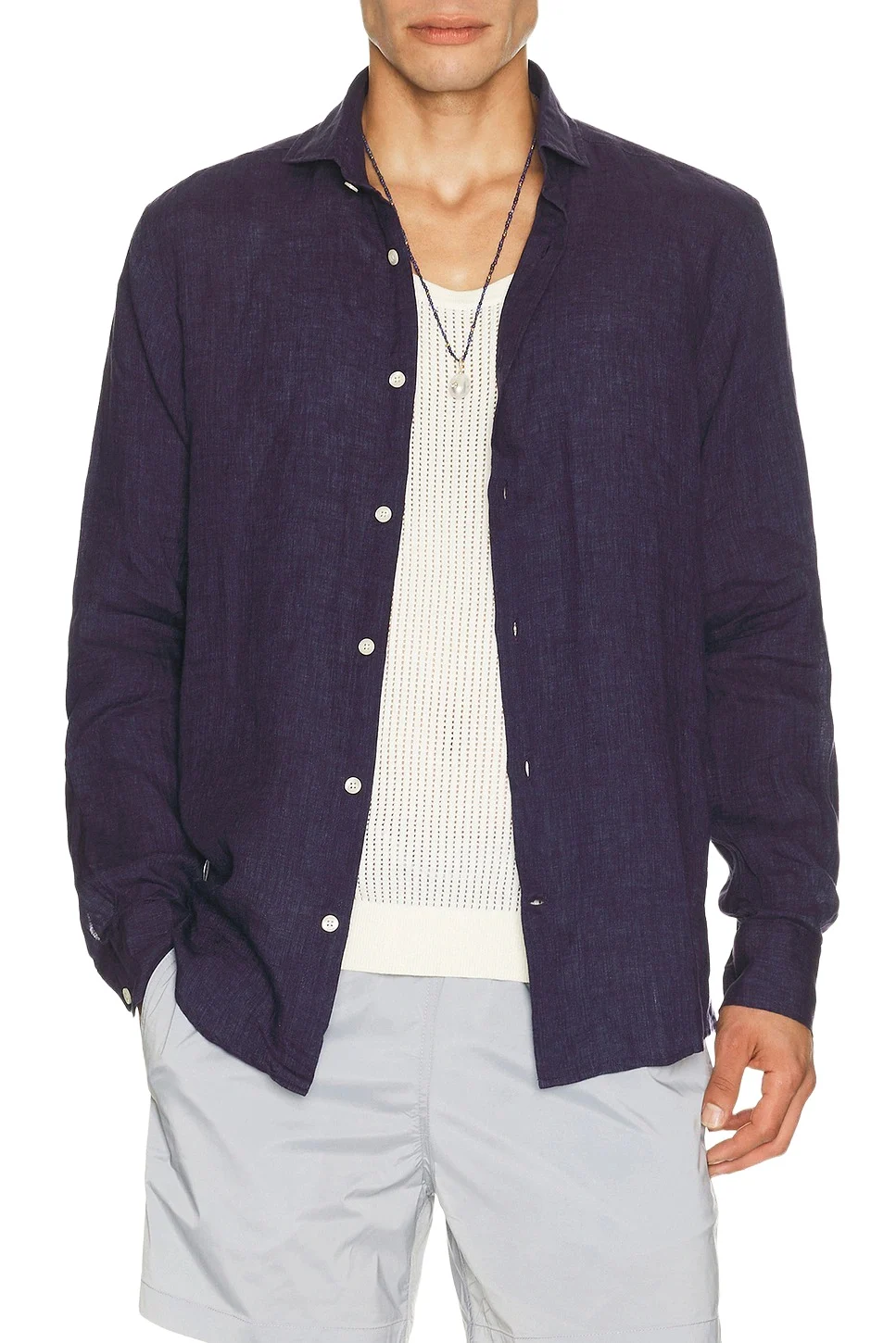 Frescobol Carioca Antonio Linen Long Sleeve Shirt