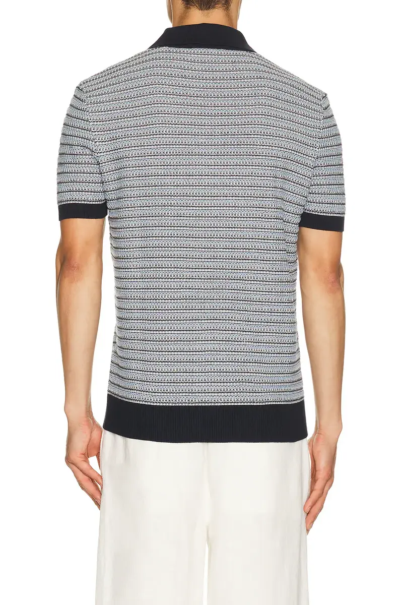 Frescobol Carioca Rino Cotton Blend Short Sleeve Contrast Knitted Polo | Thumbnail 2 Frescobol Carioca Rino Cotton Blend Short Sleeve Contrast Knitted Polo | Thumbnail 2