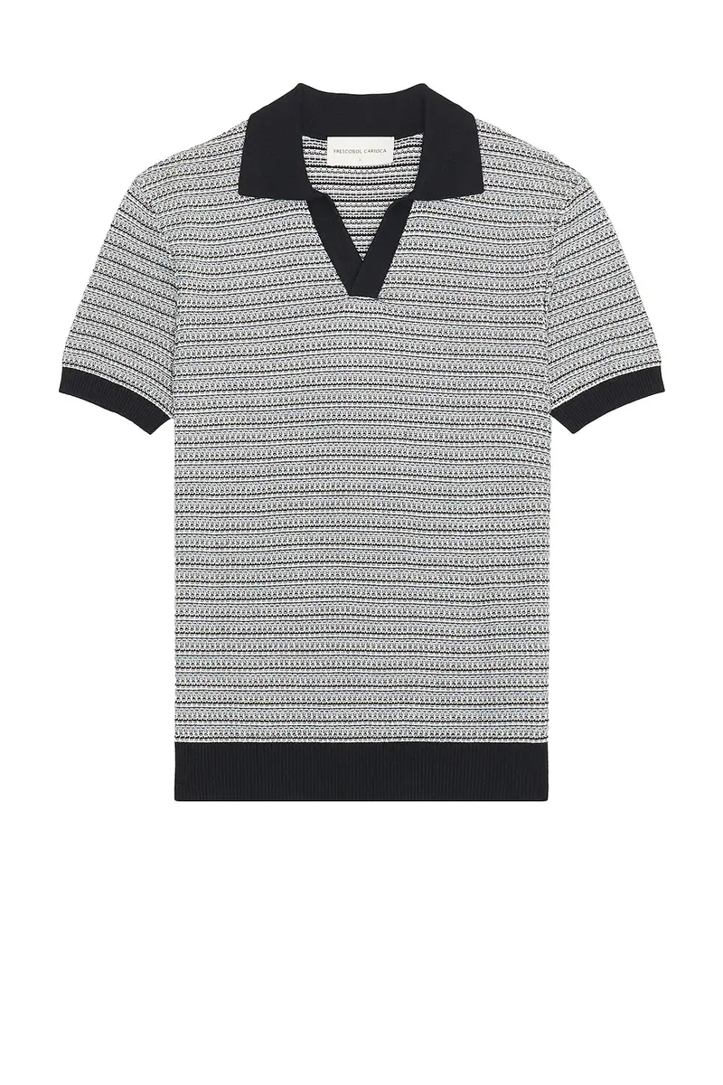 Frescobol Carioca Rino Cotton Blend Short Sleeve Contrast Knitted Polo | Thumbnail 4 Frescobol Carioca Rino Cotton Blend Short Sleeve Contrast Knitted Polo | Thumbnail 4
