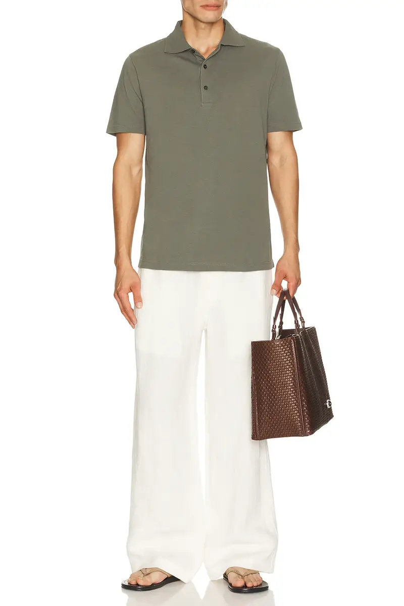 Frescobol Carioca Luca Cotton Piquet Polo Button Up Short Sleeve | Thumbnail 3 Frescobol Carioca Luca Cotton Piquet Polo Button Up Short Sleeve | Thumbnail 3