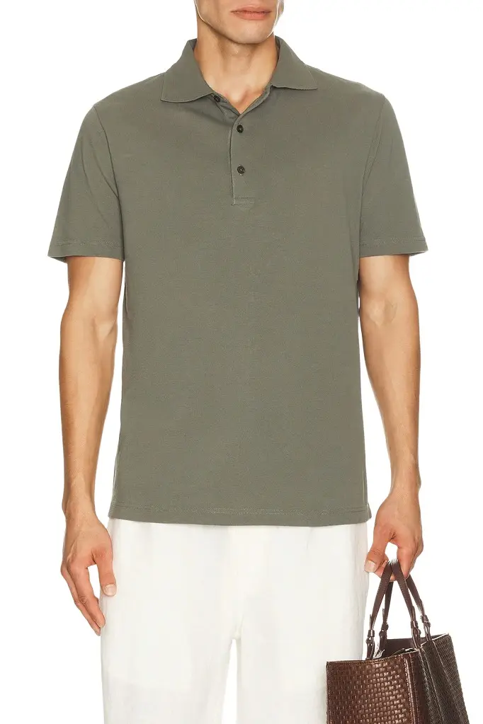 Frescobol Carioca Luca Cotton Piquet Polo Button Up Short Sleeve