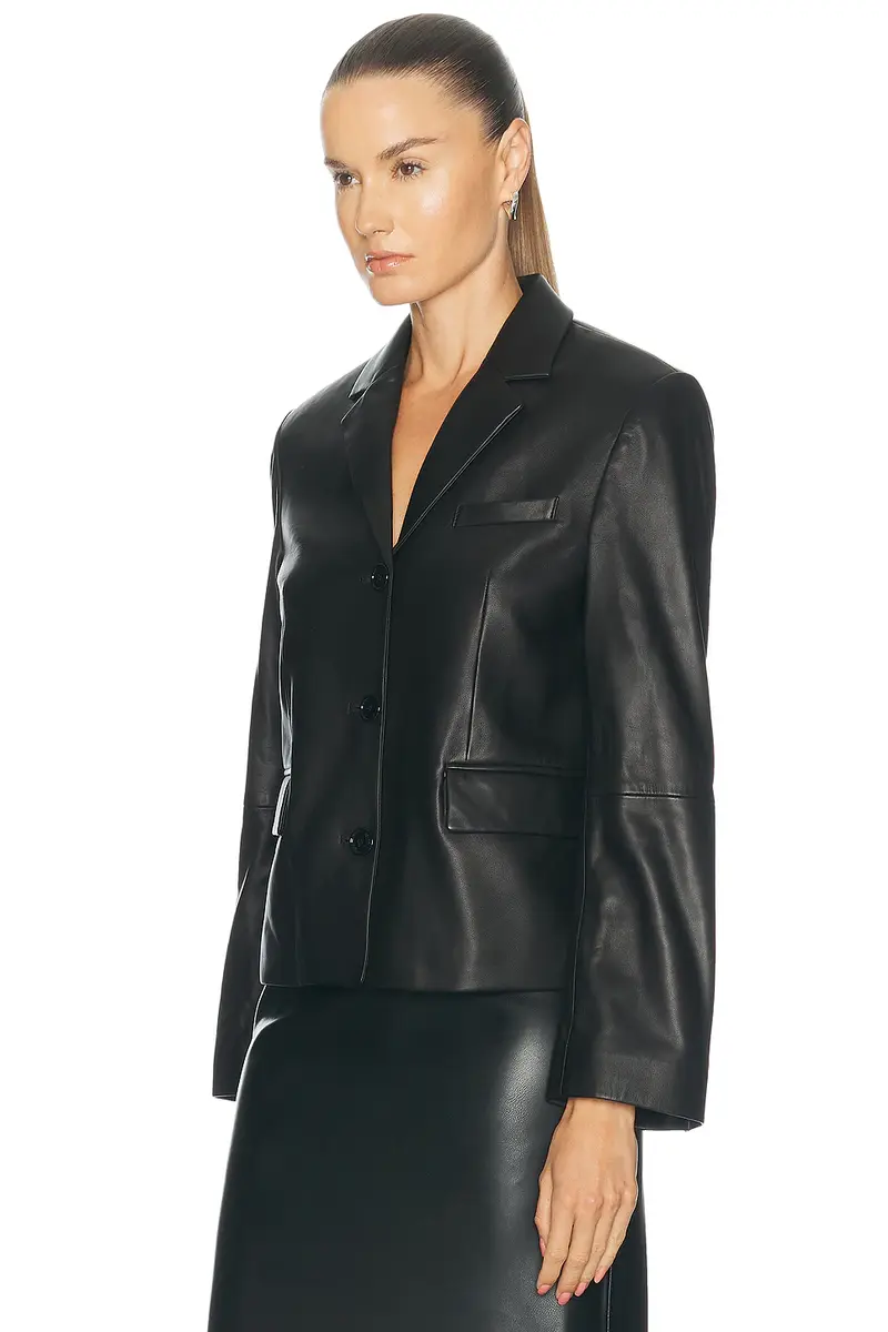 TOTEME Short Leather Blazer | Thumbnail 2